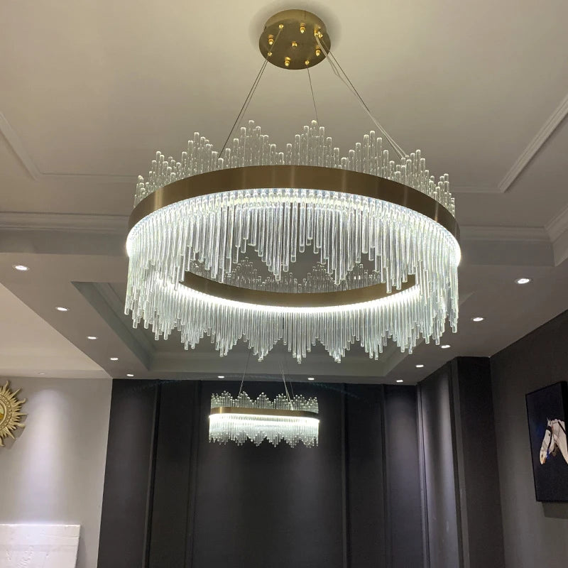 Art Glass Gold Round Oval Chandeliers