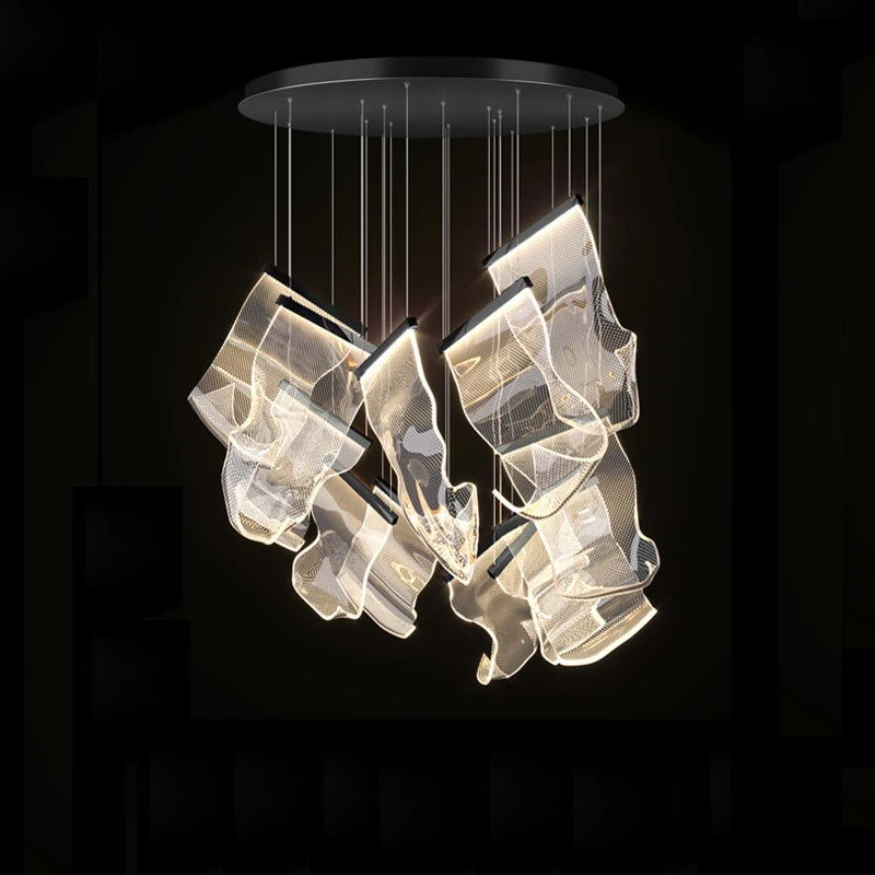 Postmodern Golden Art Paper Pendant Lights