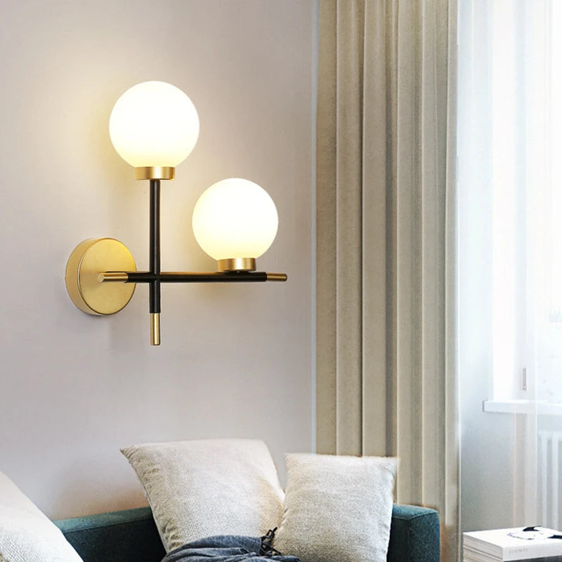 Wall Lamp American Round Glass Ball LED Sconce