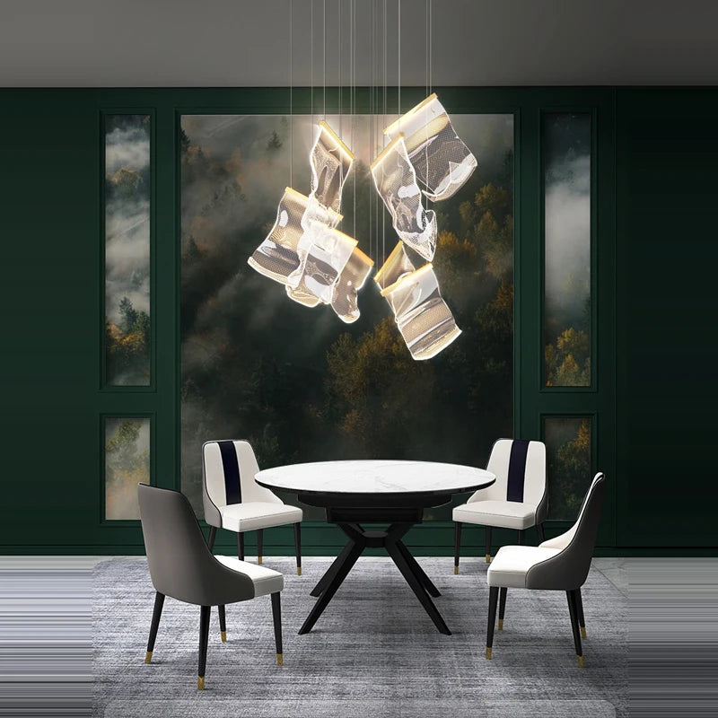 Postmodern Golden Art Paper Pendant Lights