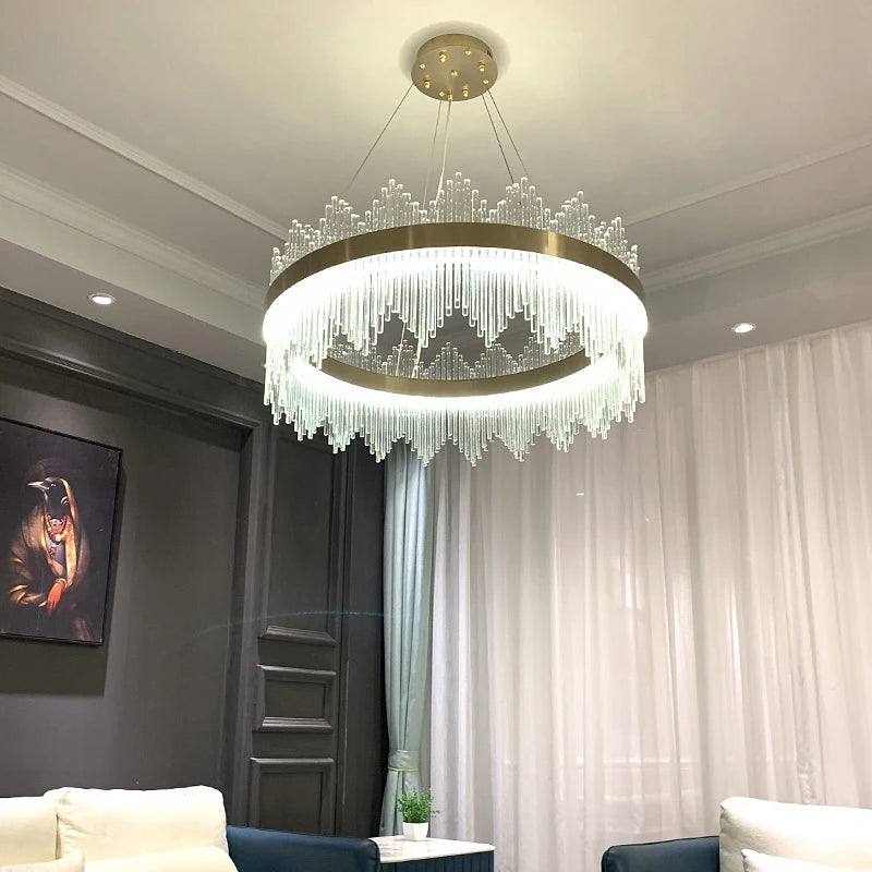 Art Glass Gold Round Oval Chandeliers
