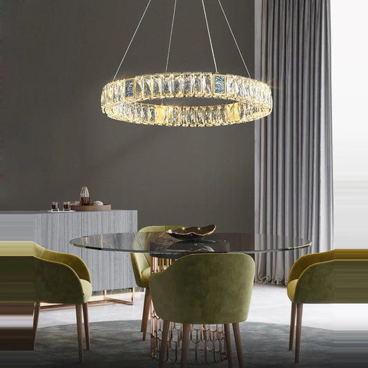 LED Postmodern Golden Silver Colorized Crystal Designer