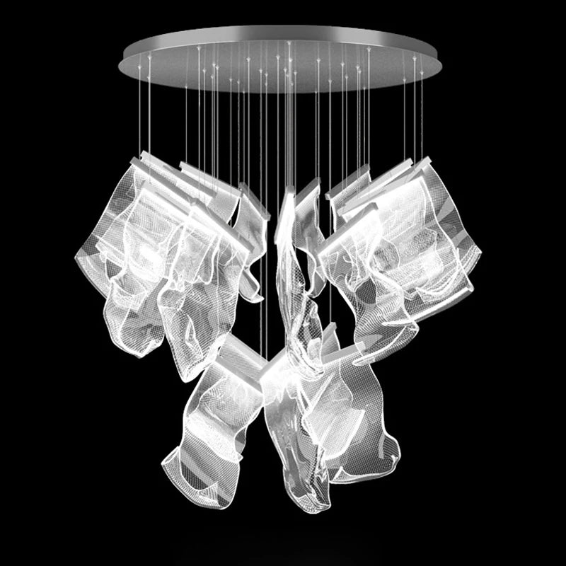 Postmodern Golden Art Paper Pendant Lights