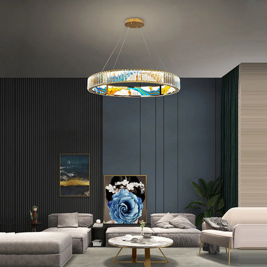 LED Hand Made Painting Golden Silver Dimmable