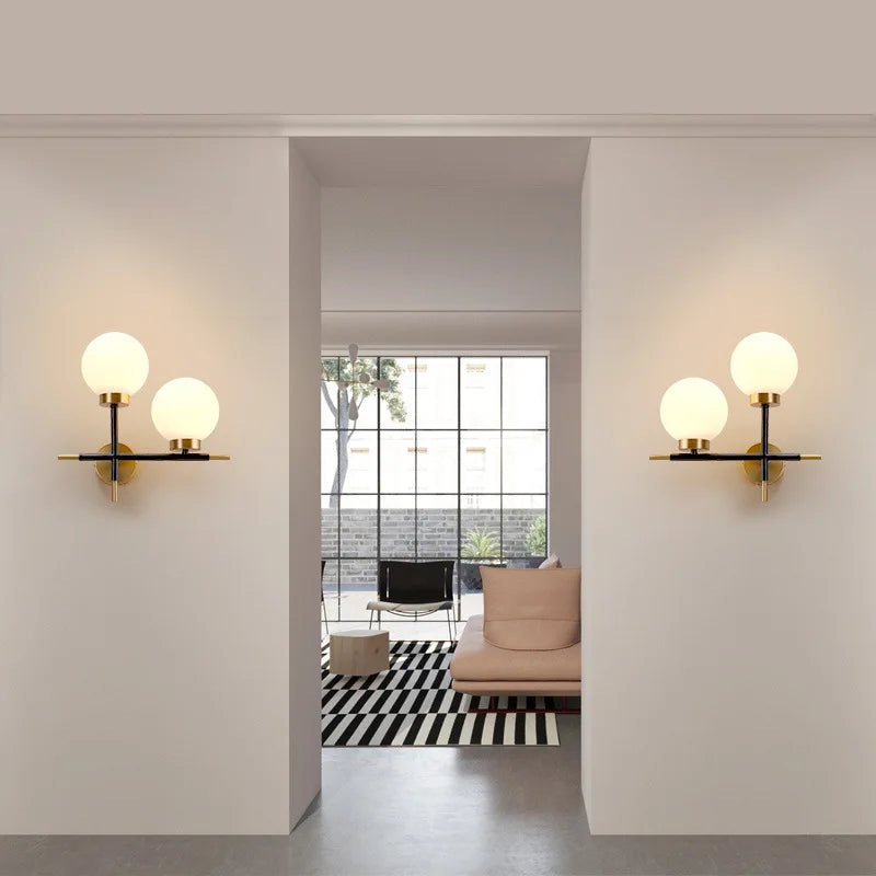 Wall Lamp American Round Glass Ball LED Sconce