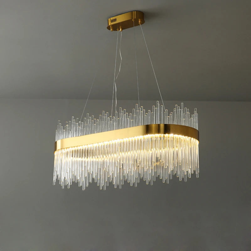 Art Glass Gold Round Oval Chandeliers