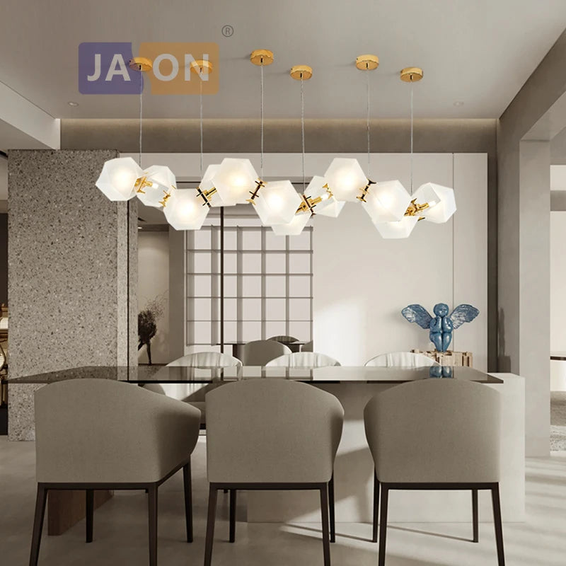 LED Postmodern White Glass Stone Pendant Light Dinning