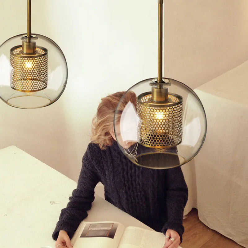 LED Pendant Lamps Nordic Glass Ball Bedroom Indoor