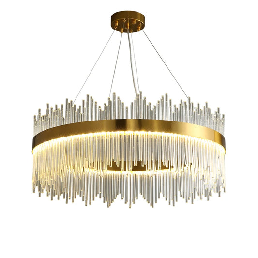 Art Glass Gold Round Oval Chandeliers