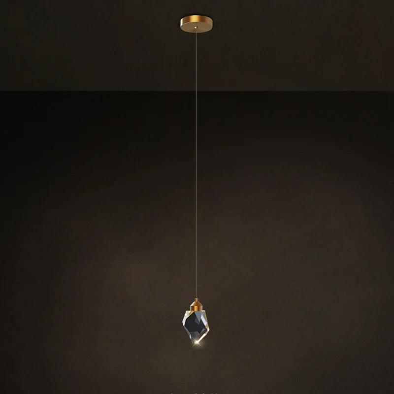 LED Copper Crystal Stone Golden Pendant Lamp Light