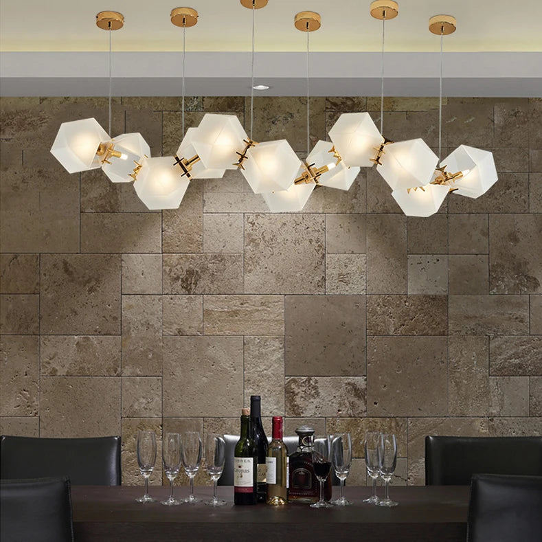 LED Postmodern White Glass Stone Pendant Light Dinning