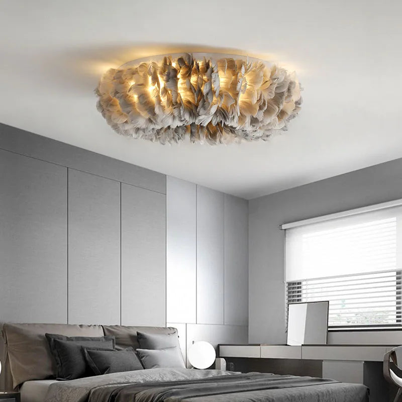 LED Ceiling Light Nordic Feather Bedroom Living Room Hallway