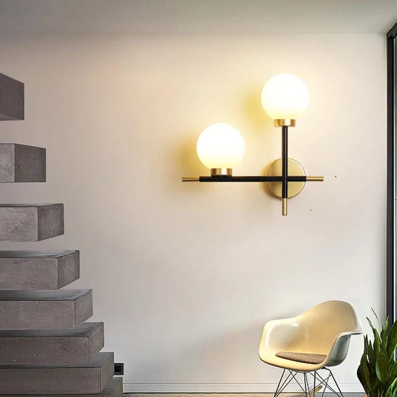 Wall Lamp American Round Glass Ball LED Sconce