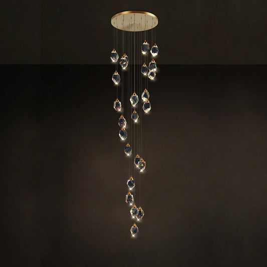 LED Copper Crystal Stone Golden Pendant Lamp Light