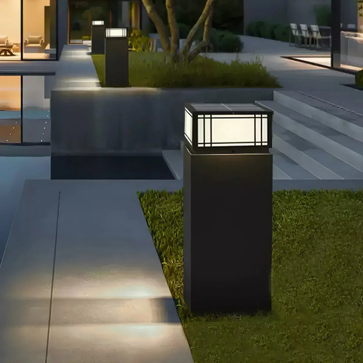 Harrison Acrylic Cube Outdoor Lamp Steel – Steel detail 4
