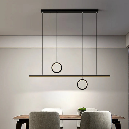 Black Golden Simple LED Chandelier Dining Room Island Nordic