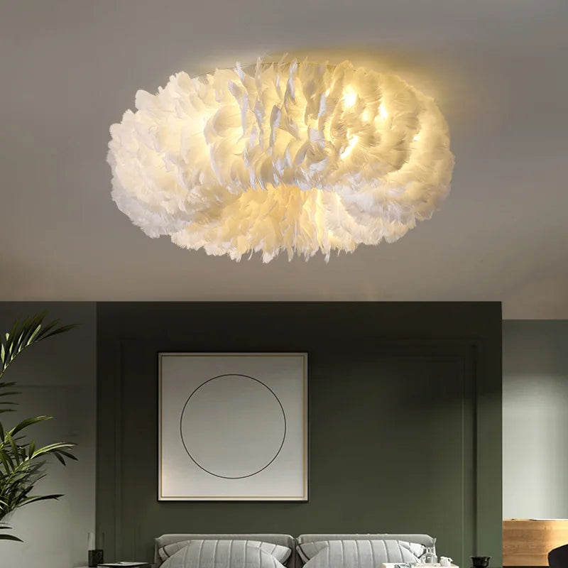 LED Ceiling Light Nordic Feather Bedroom Living Room Hallway