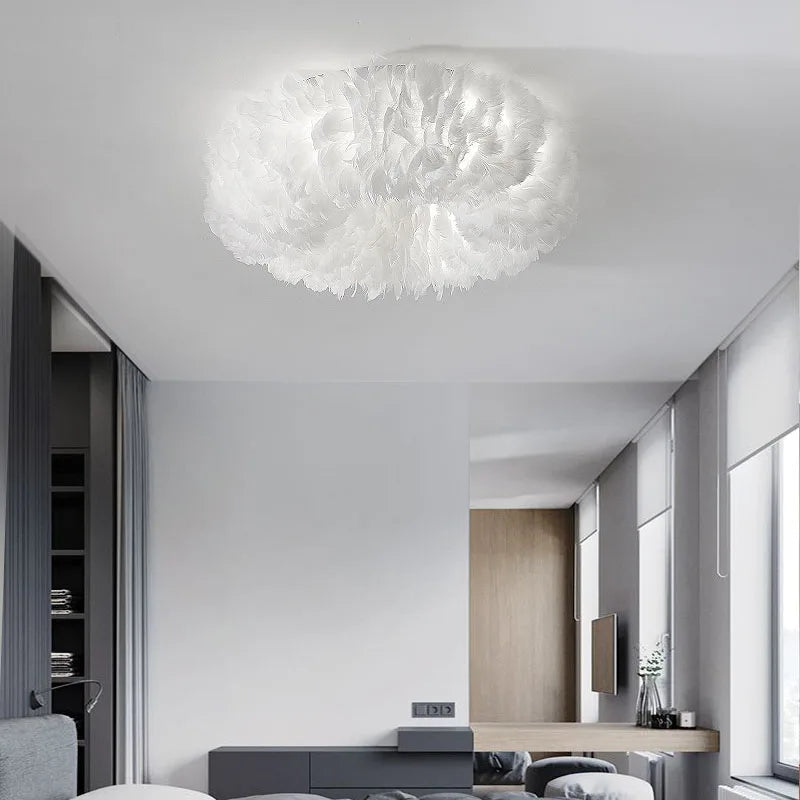 LED Ceiling Light Nordic Feather Bedroom Living Room Hallway