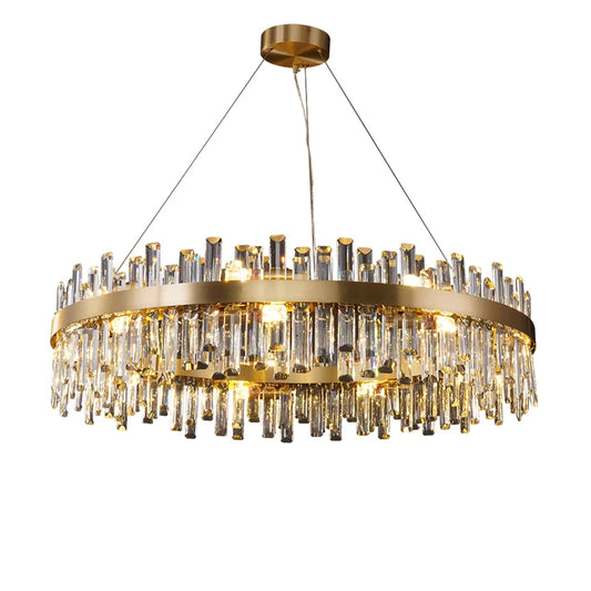 LED Postmodern Golden Chrome Silver Round Oval Crystal