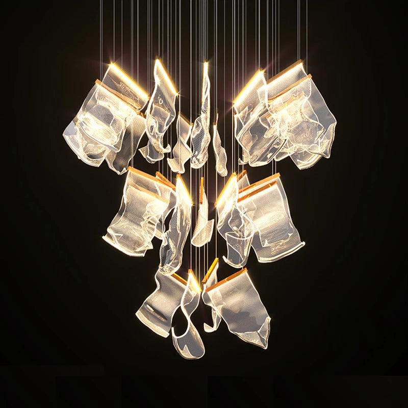 Postmodern Golden Art Paper Pendant Lights