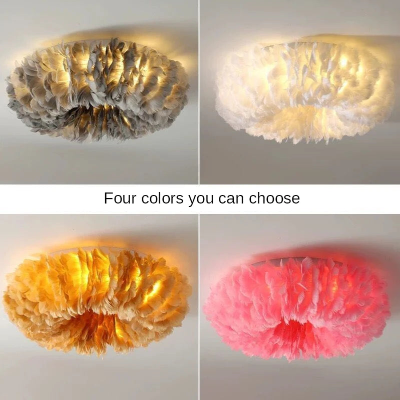 LED Ceiling Light Nordic Feather Bedroom Living Room Hallway