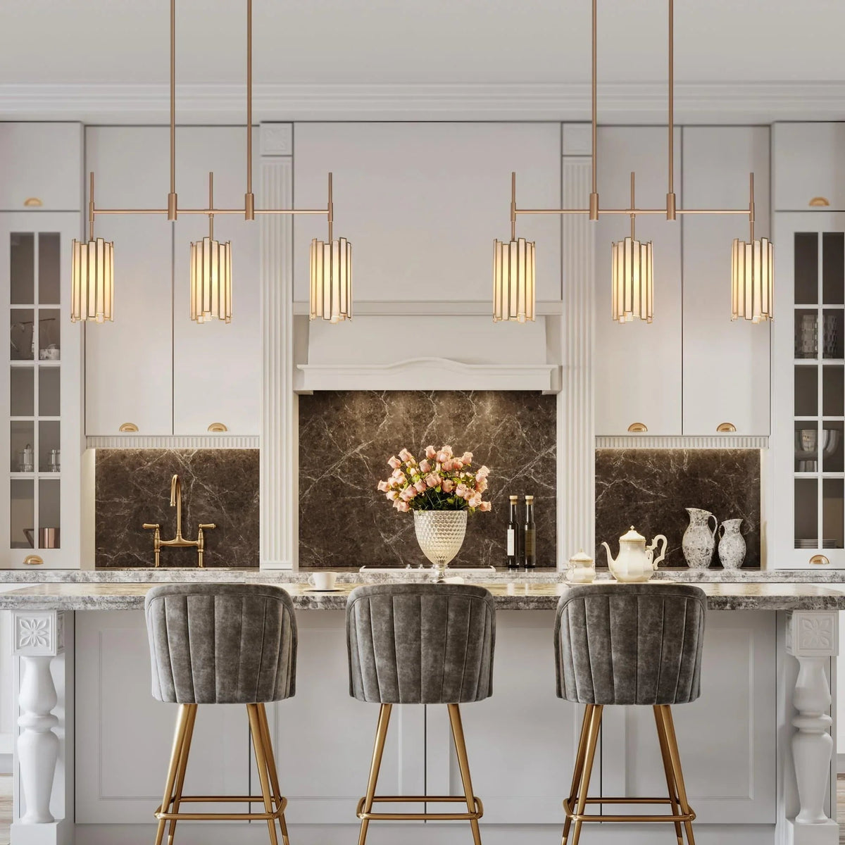 Hemaaolay Gold Glass Chandelier – Glass detail 4