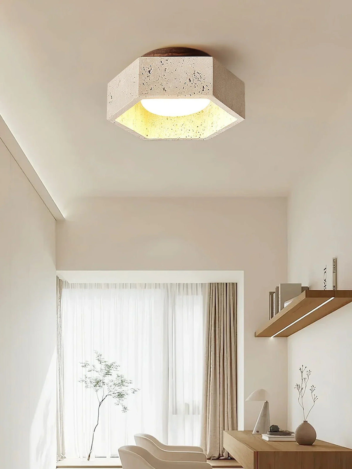 Hexagon Travertine Hexa Core Ceiling Light – Travertine detail 7