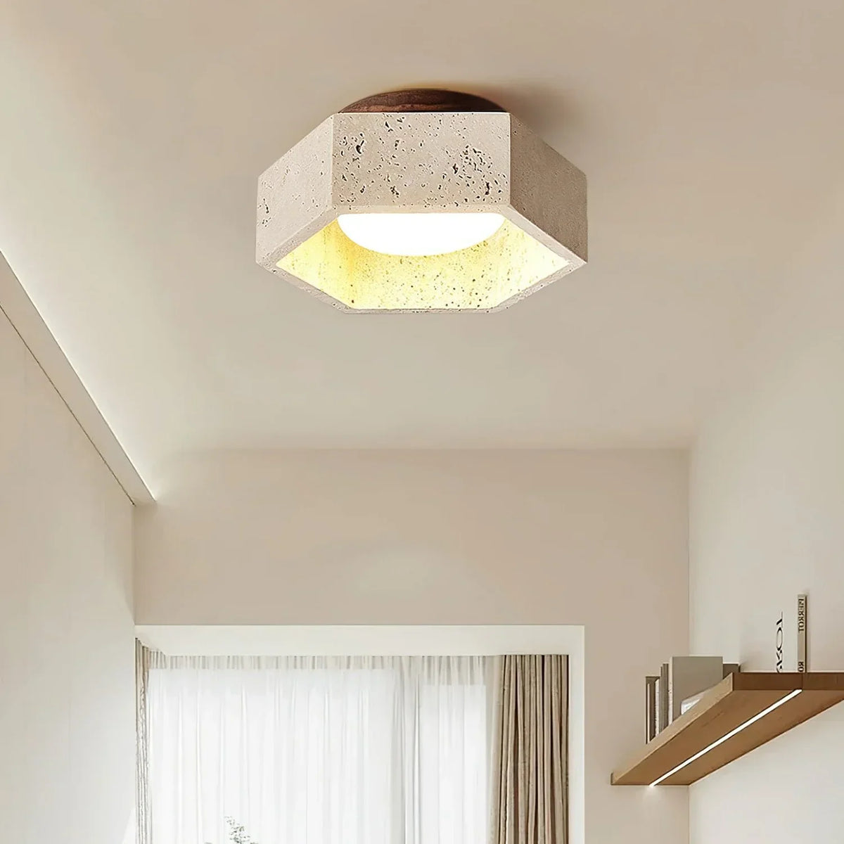 Hexagon Travertine Hexa Core Ceiling Light – Travertine detail 2