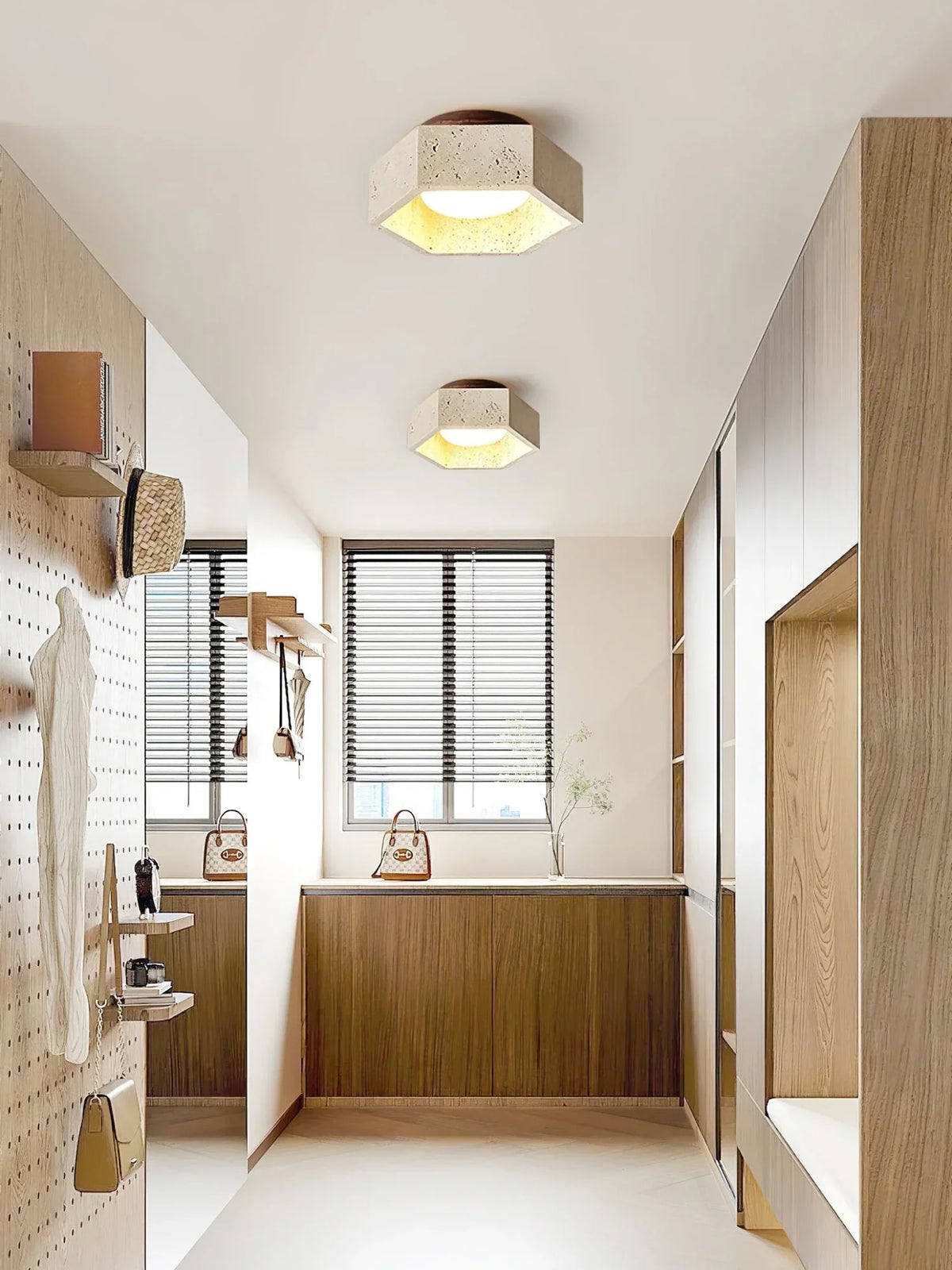 Hexagon Travertine Hexa Core Ceiling Light – Travertine detail 4