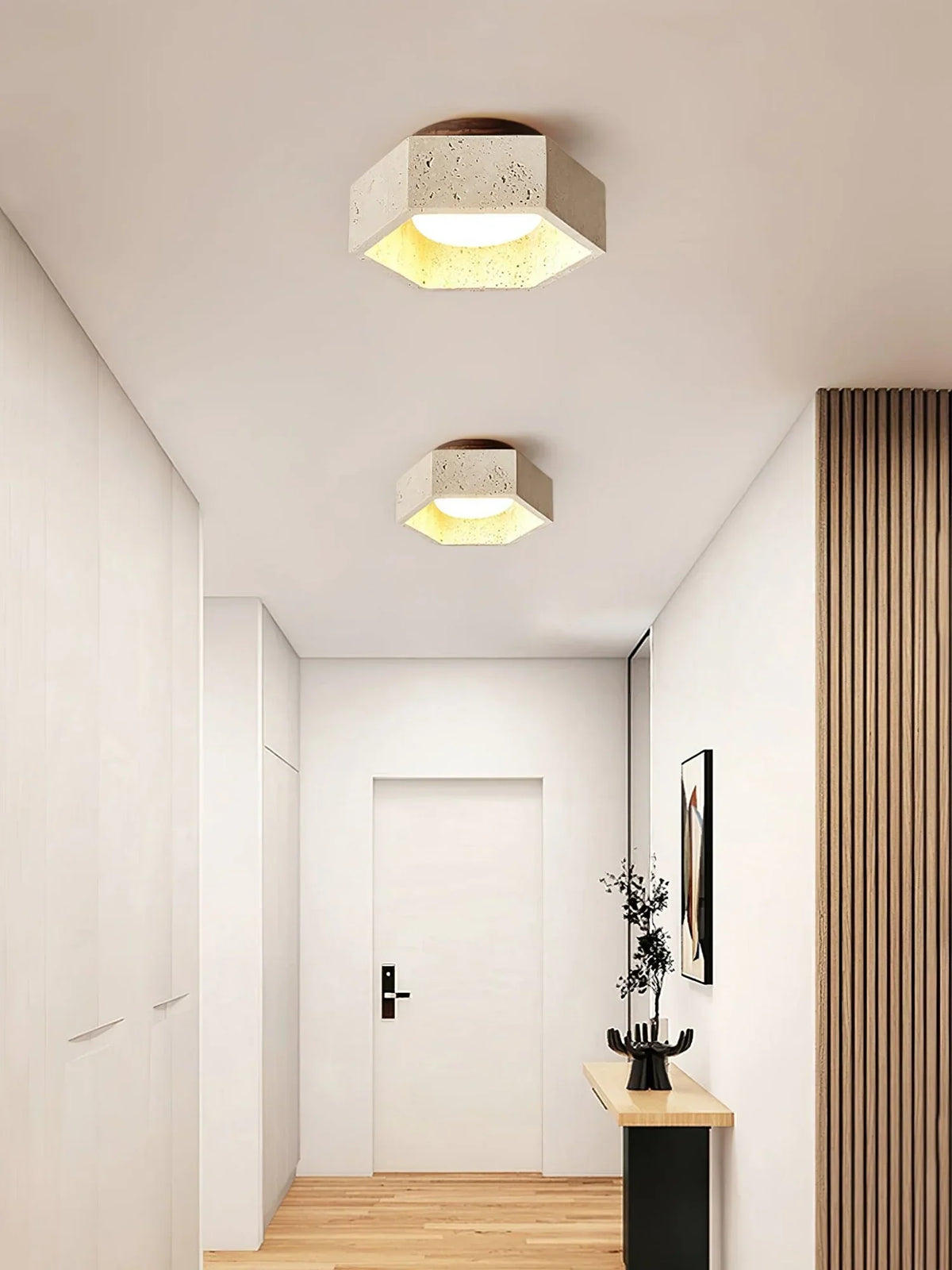 Hexagon Travertine Hexa Core Ceiling Light – Travertine detail 5