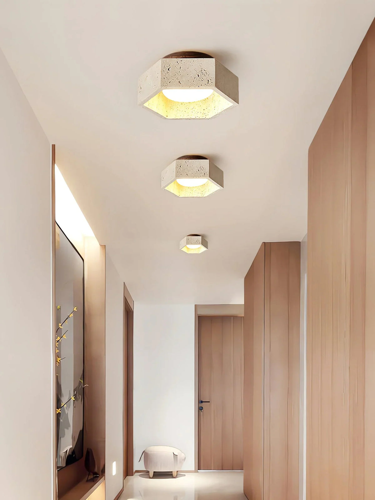 Hexagon Travertine Hexa Core Ceiling Light – Travertine detail 6