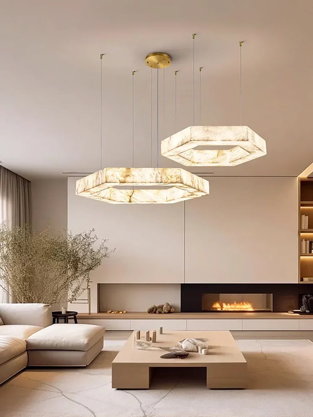 Hexagonal Alabaster Chandelier – Alabaster detail 4