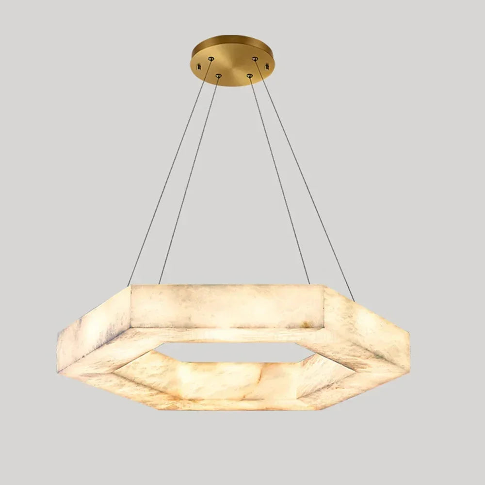 Hexagonal Alabaster Chandelier – Alabaster detail 13