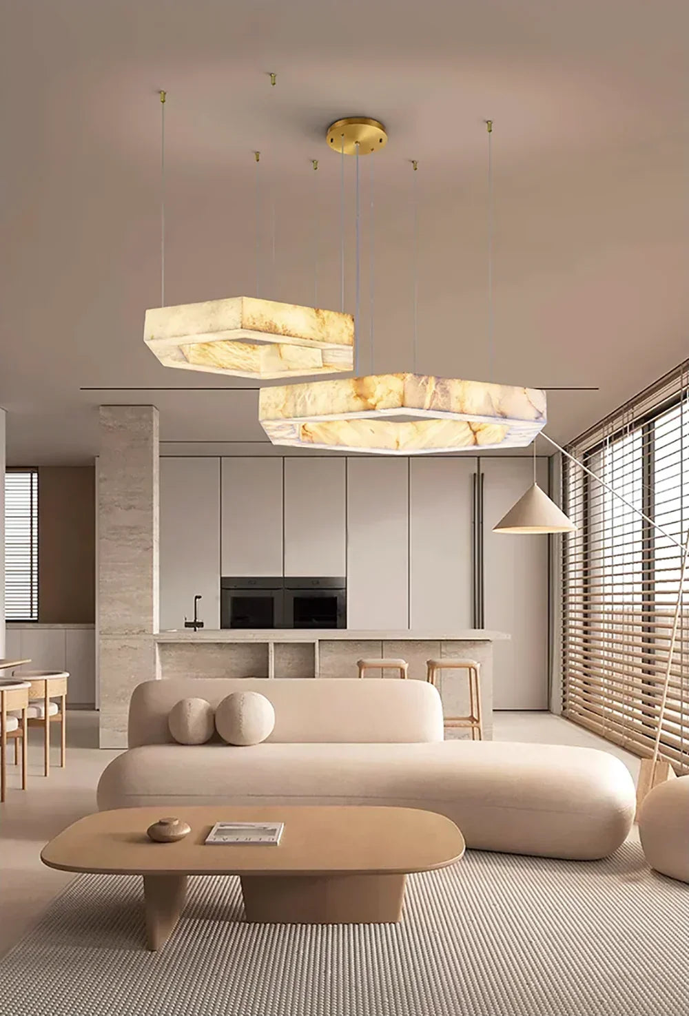 Hexagonal Alabaster Chandelier – Alabaster detail 5