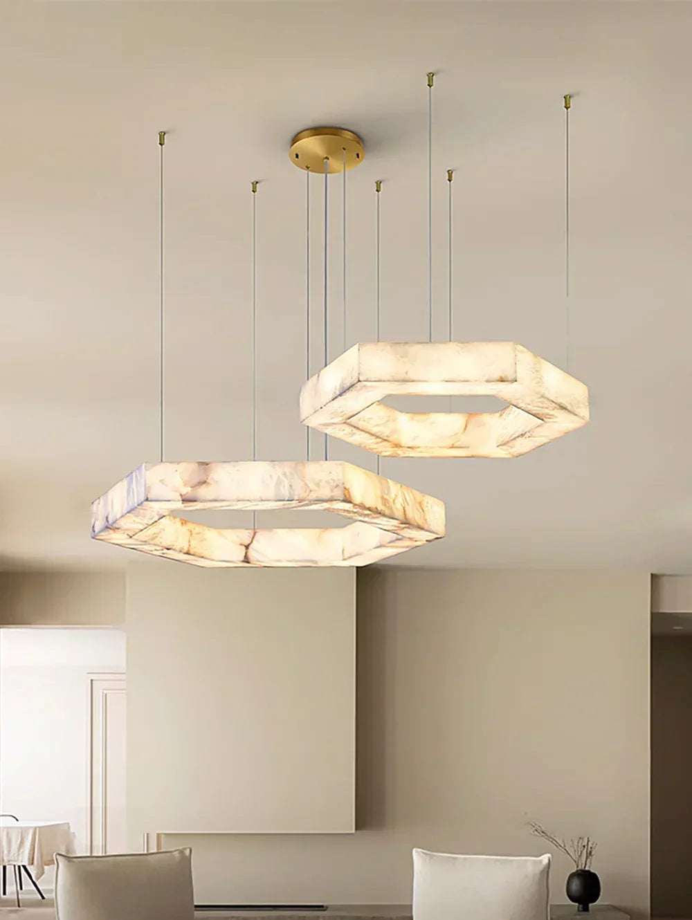 Hexagonal Alabaster Chandelier – Alabaster detail 8