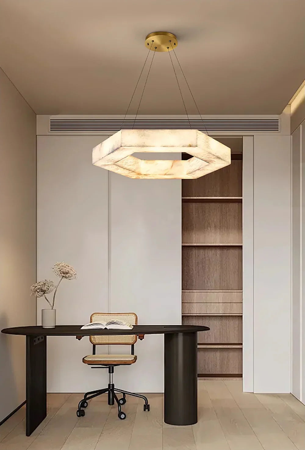 Hexagonal Alabaster Chandelier – Alabaster detail 6