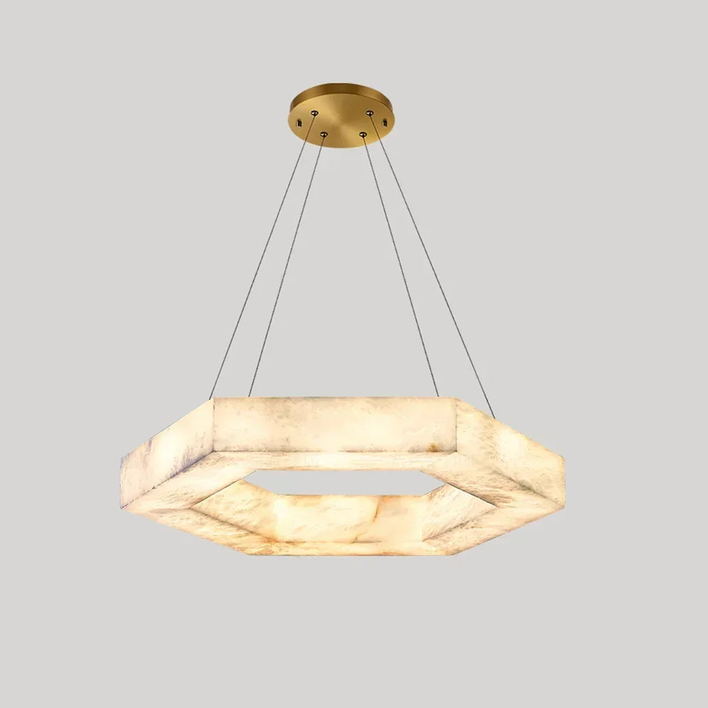 Hexagonal Alabaster Chandelier – Alabaster detail 10