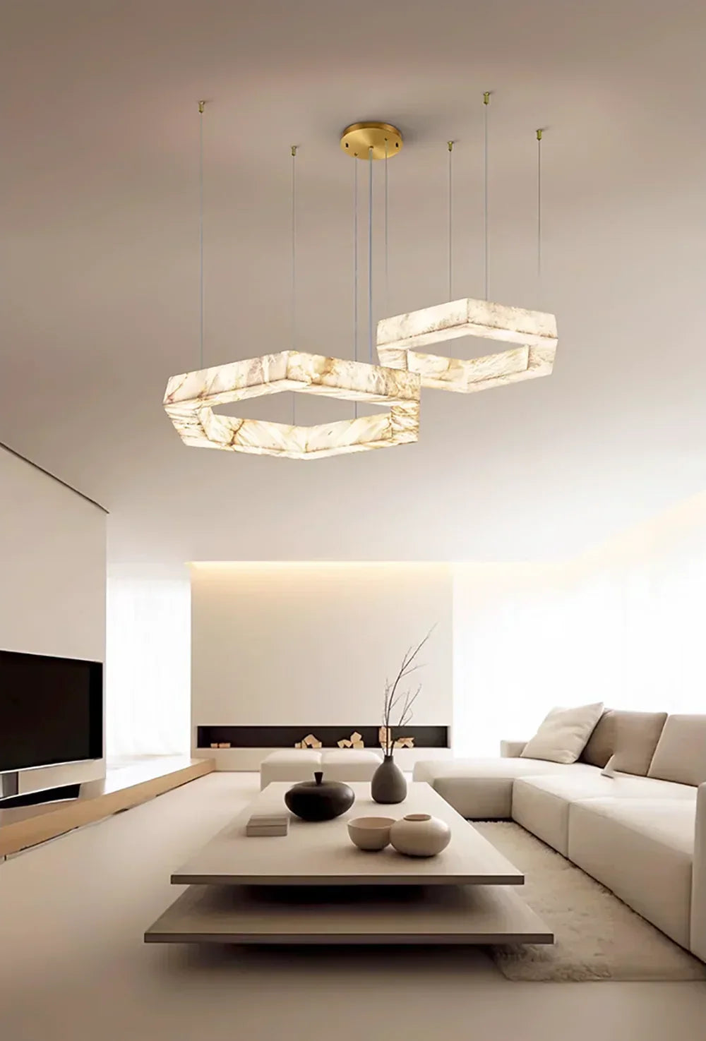 Hexagonal Alabaster Chandelier – Alabaster detail 7
