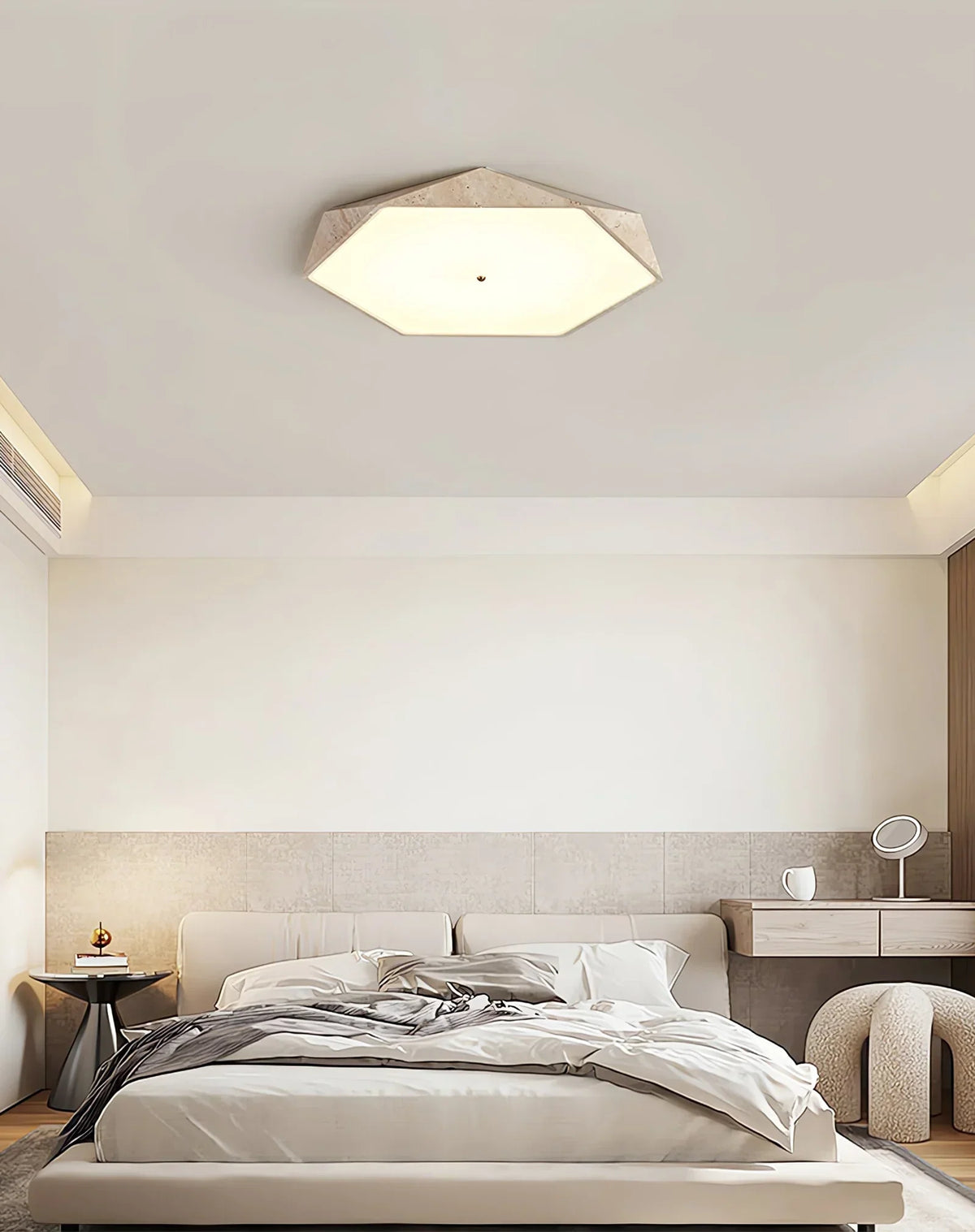 Hexagonal Travertine Lunarc Stone Ceiling Lamp – Travertine detail 5