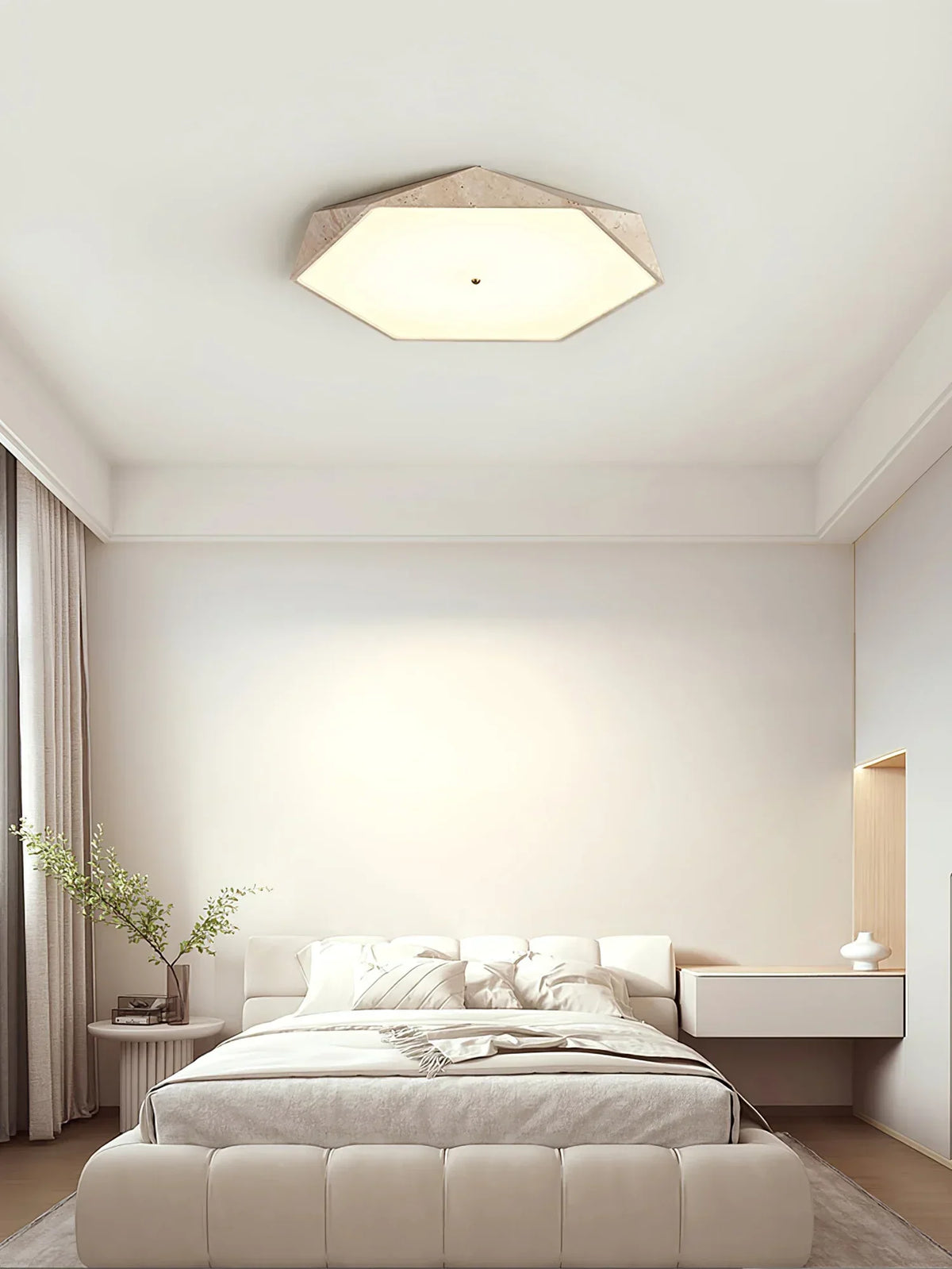 Hexagonal Travertine Lunarc Stone Ceiling Lamp – Travertine detail 3
