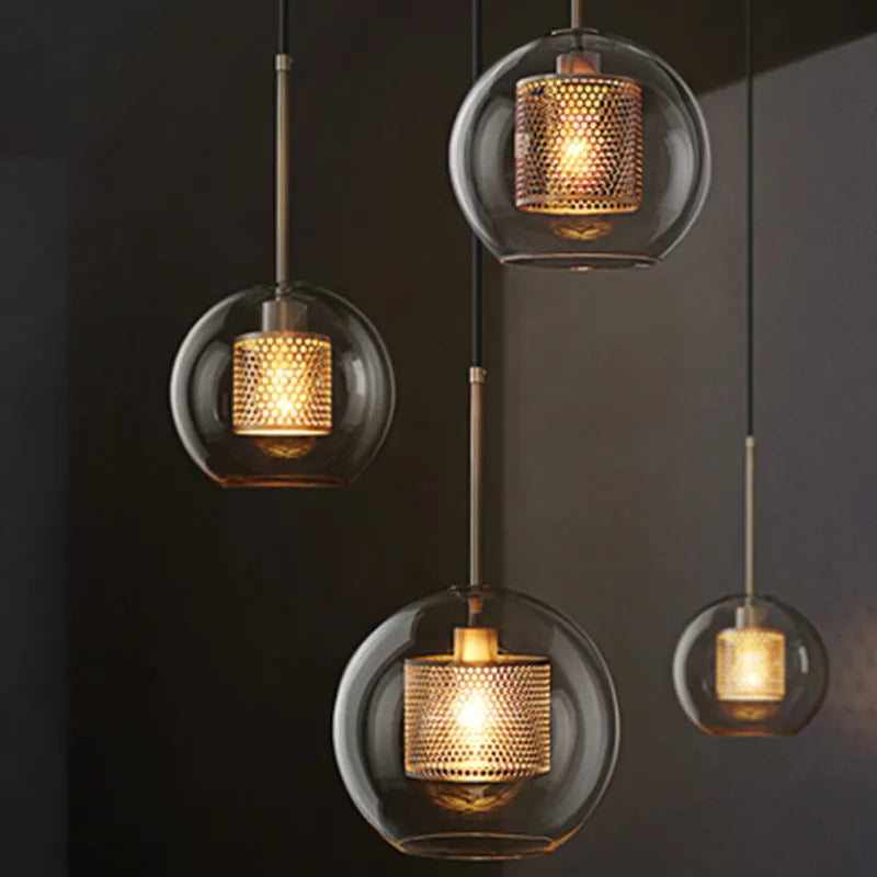 LED Pendant Lamps Nordic Glass Ball Bedroom Indoor