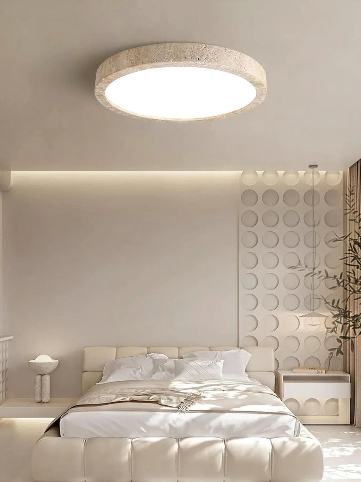 Horizon Travertine Disc Ceiling Light – Travertine detail 5