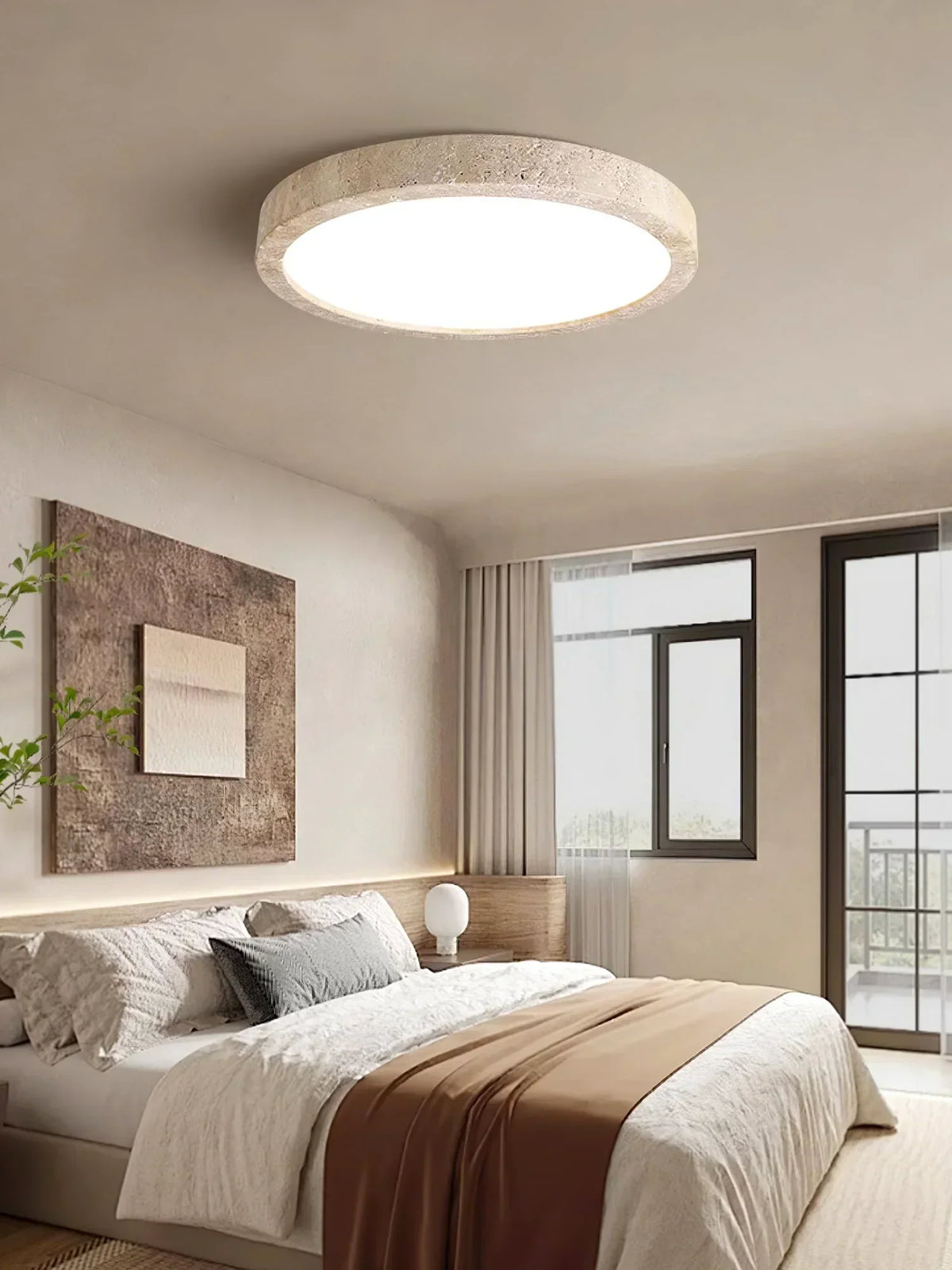 Horizon Travertine Disc Ceiling Light – Travertine detail 3