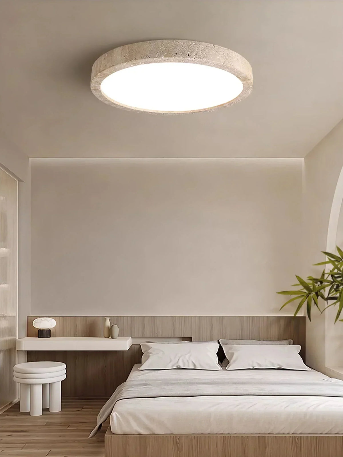 Horizon Travertine Disc Ceiling Light – Travertine detail 4