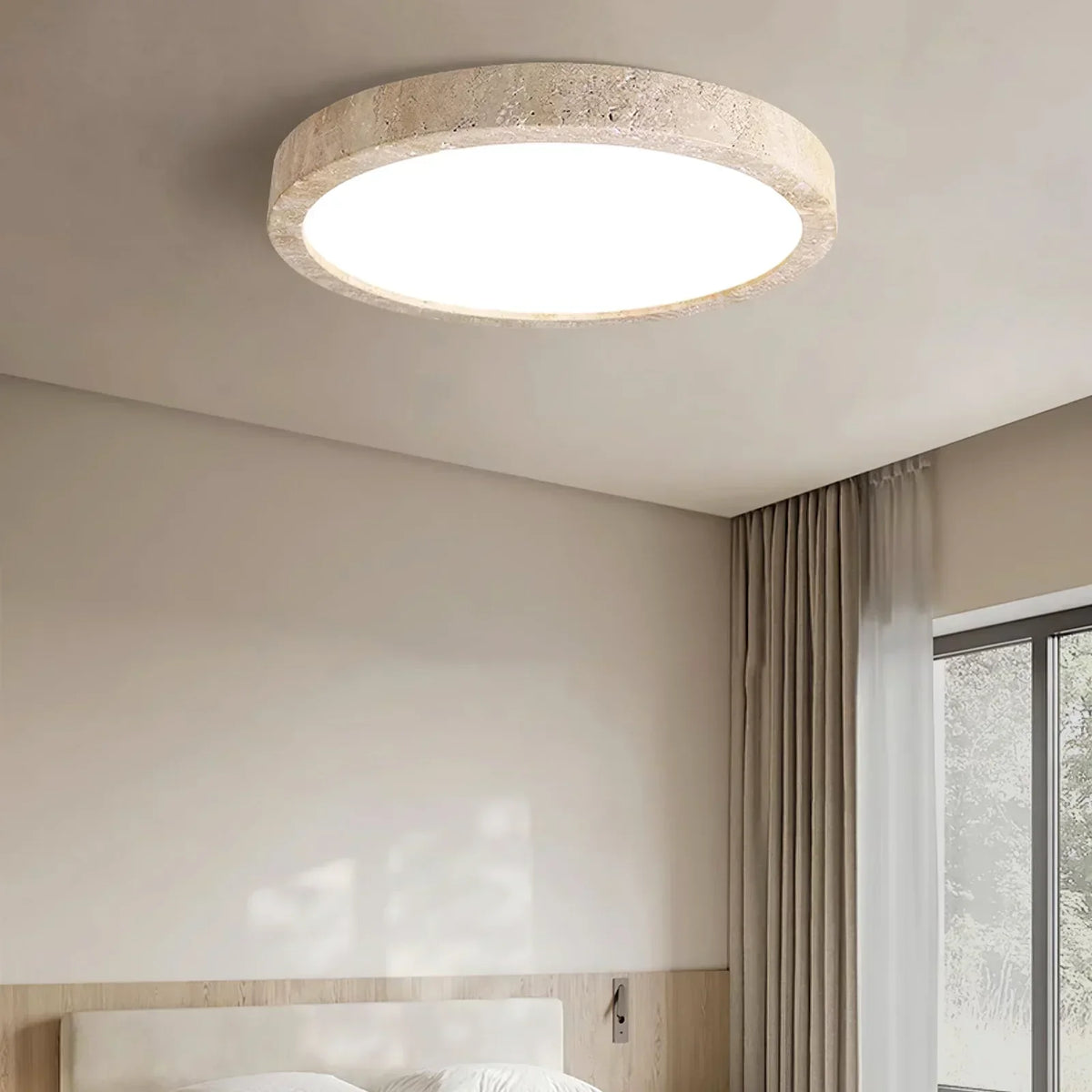 Horizon Travertine Disc Ceiling Light – Travertine detail 2