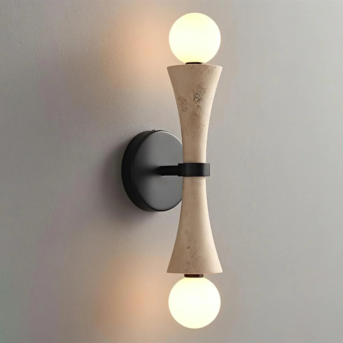 Hourglass Shape Travertine Obel Wall Sconce – Travertine detail 9