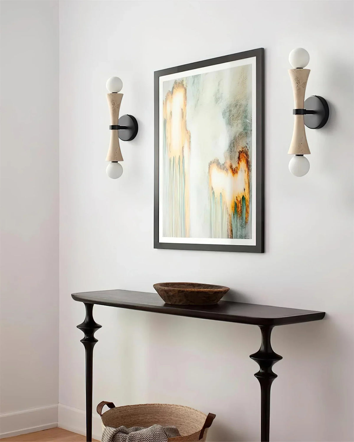 Hourglass Shape Travertine Obel Wall Sconce – Travertine detail 6