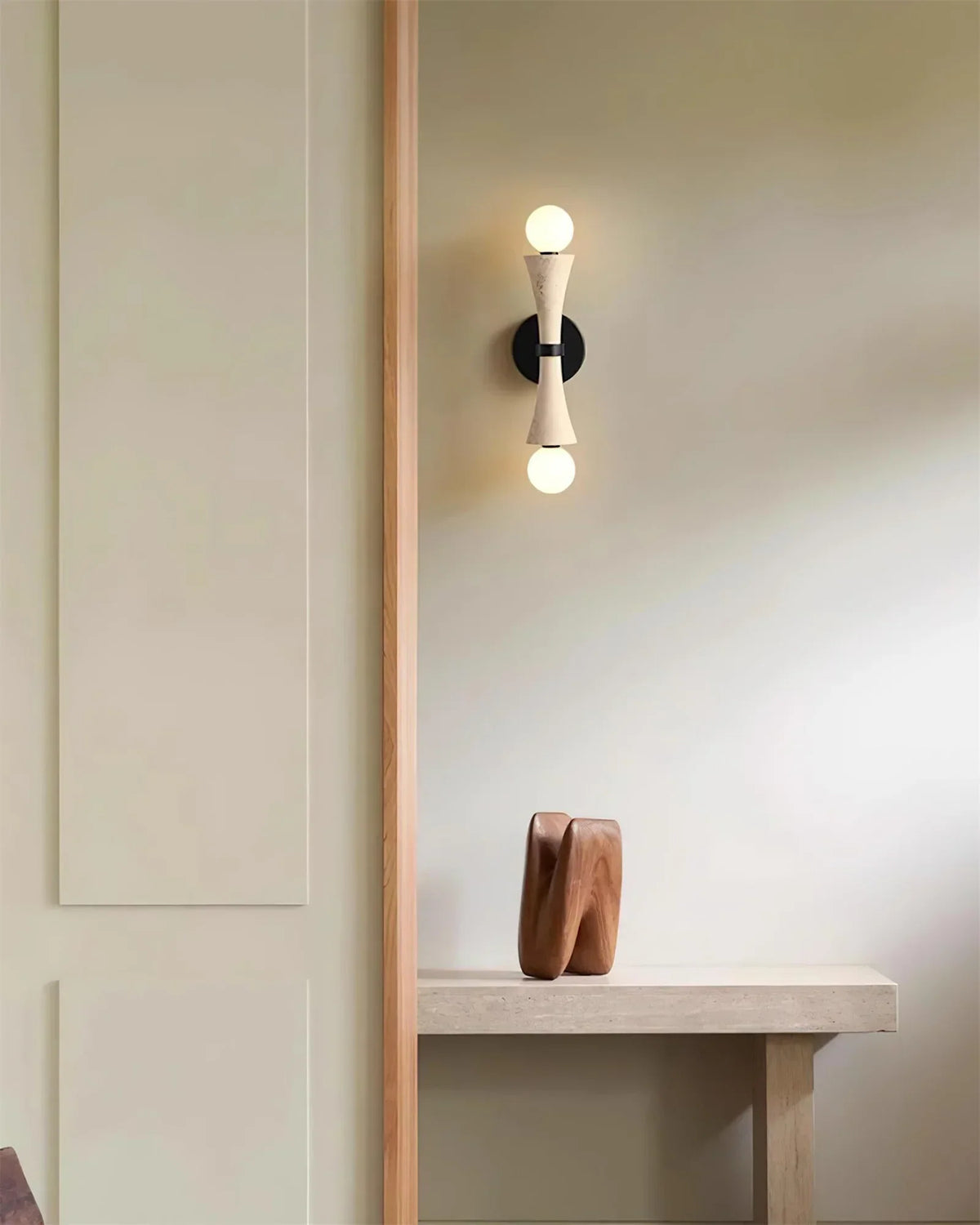 Hourglass Shape Travertine Obel Wall Sconce – Travertine detail 5