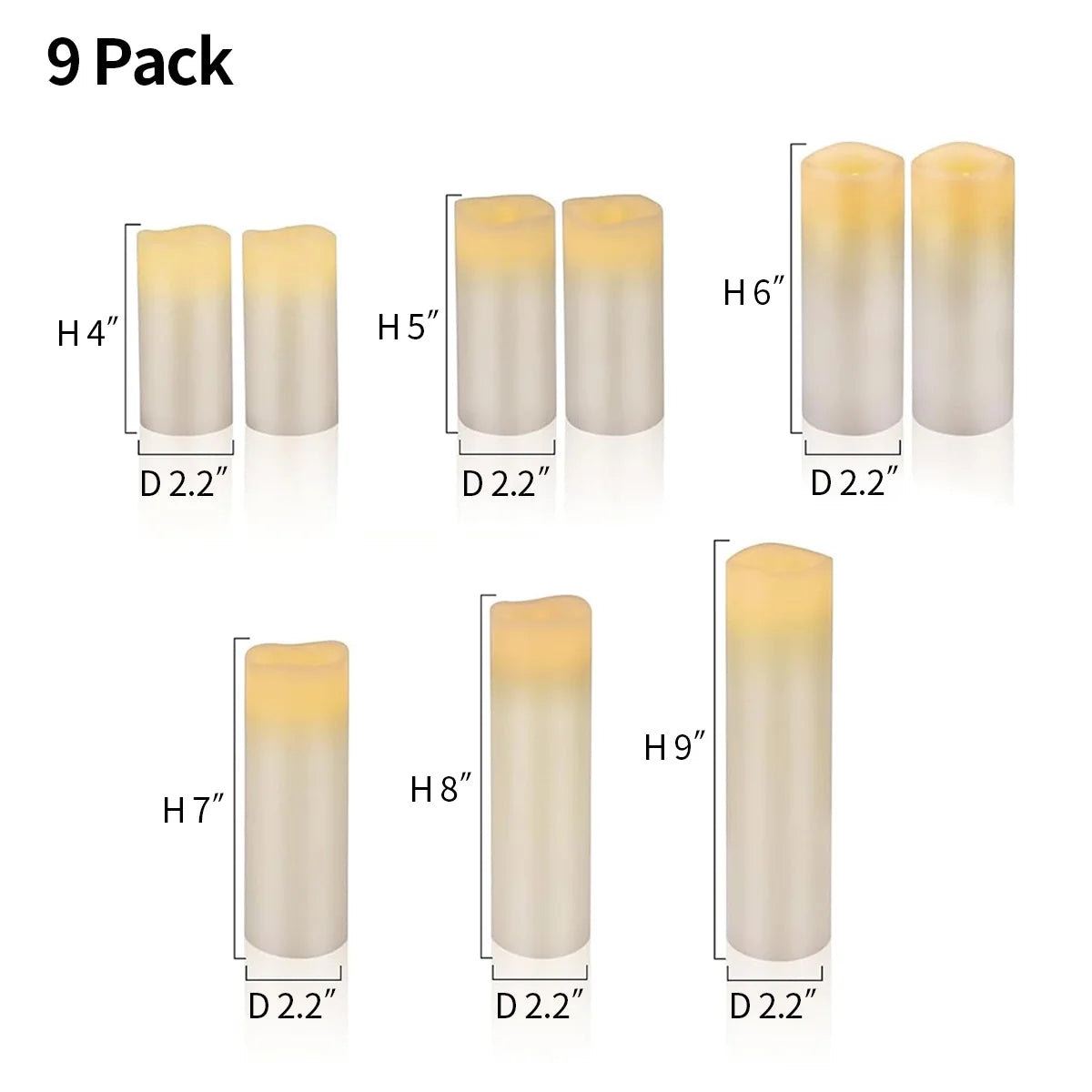 LED Flameless Paraffin Candle 9 Pack × 8 Flameless Candle – detail 17