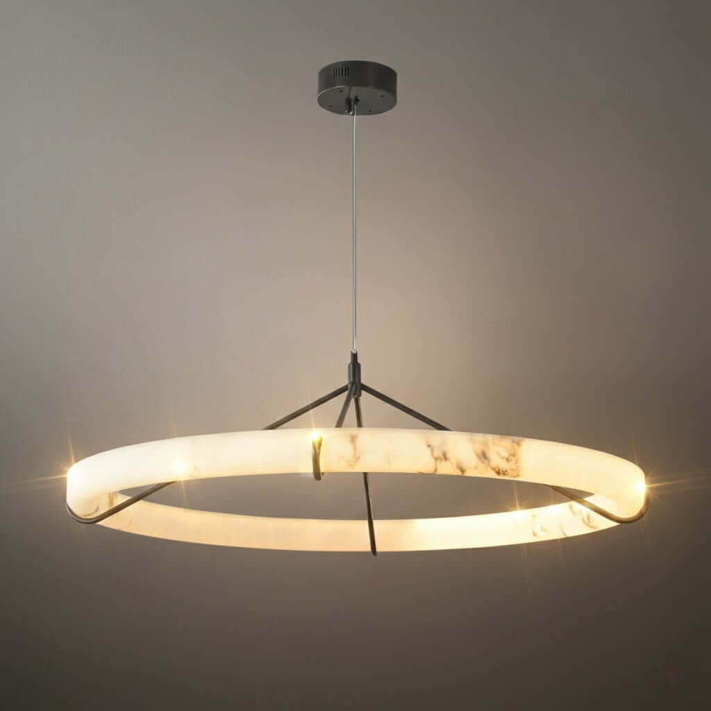Modern Alabaster Ring Chandelier – Alabaster detail 8